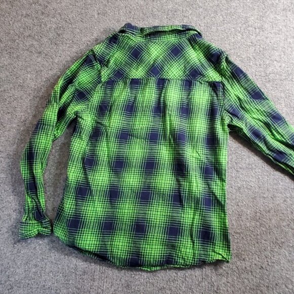 NFL Seattle Seahawks Womens Green Plaid Button Down Shirt Juniors Collection XL - Picture 4 of 14
